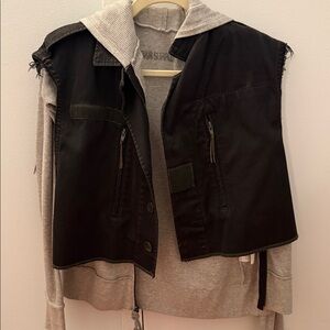 Women’s Vintage Vest over Gray Hoodie (all one piece)